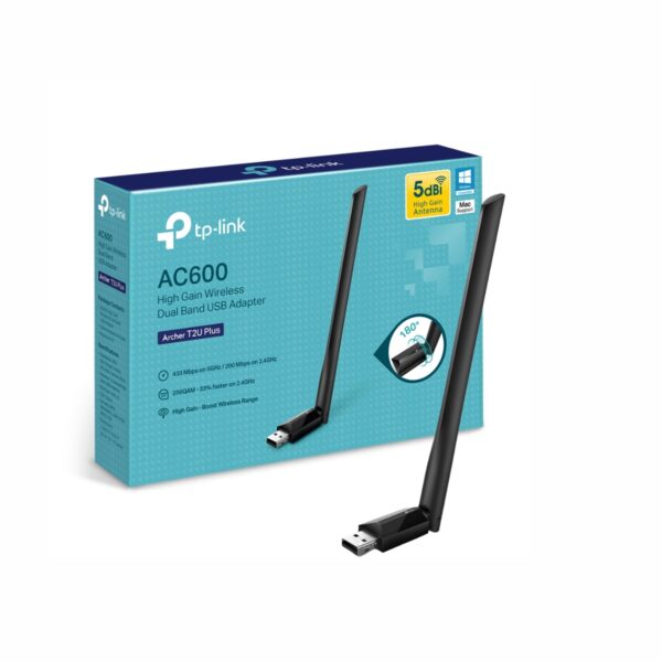 ADAPTADOR WIR. USB TP-LINK ARCHER T2U PLUS DUAL BAND AC600