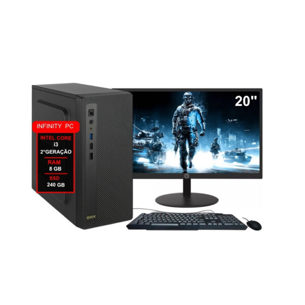Computador I3 2ª 8gb Ddr3 Ssd240gb Monitor 20