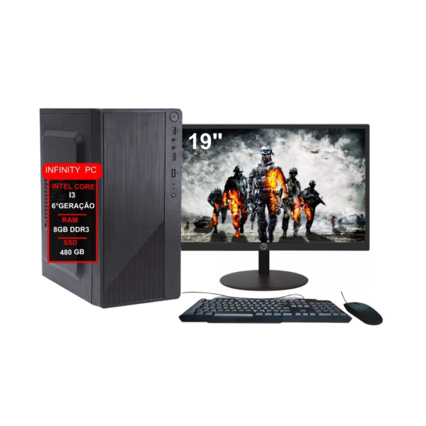 Computador I3 6ª 8gb Ddr3 Ssd480gb Monitor 19