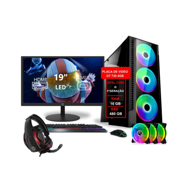 Computador I5 3ª 16gb Ddr3 480gb Gt730 4gb Monitor 19 + Kit