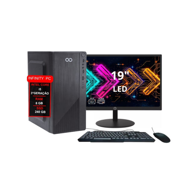 Computador Completo Intel Core I5 2°G 8gb Ssd 240gb Monitor 19 Teclado E Mouse
