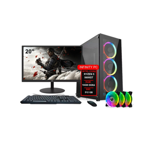Computador Ryzen 5 5600gt 16gb Ddr4 Ssd480gb Monitor 20 + Kit