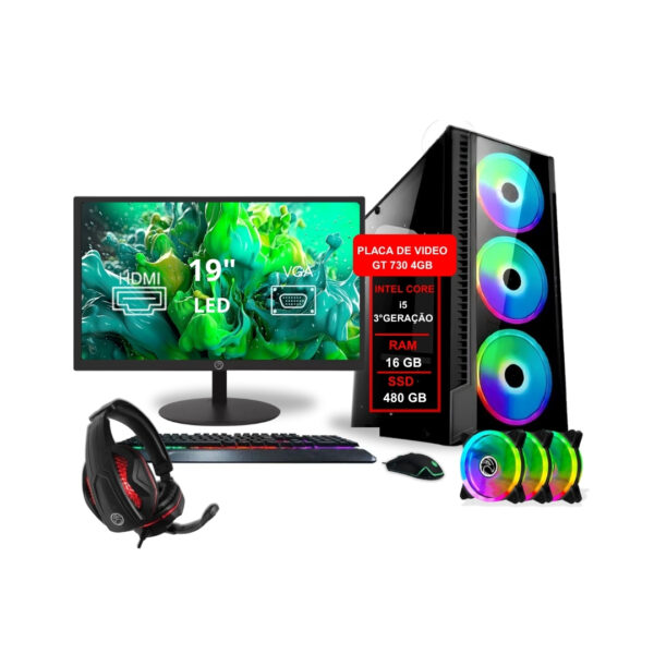 Computador I5 3ª 16gb Ddr3 480gb Gt730 4gb Monitor 19 + Kit