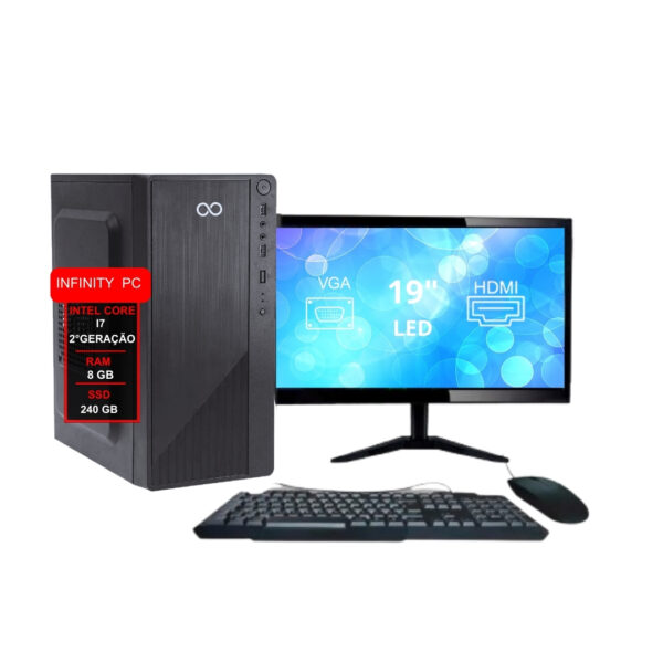 Computador I7 2ª 8gb Ddr3 240gb Monitor 19