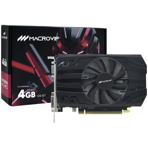 VGA  4GB MACROVIP RADEON R7-240 780MHZ 128BIT DDR3/DVI/HDMI/VGA MV-R72404GD3